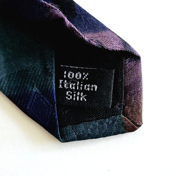 Vintage Bugatti Silk Tie Blue Abstract Colorful Maximalist Luxury Italian Silk - Picture 5 of 7